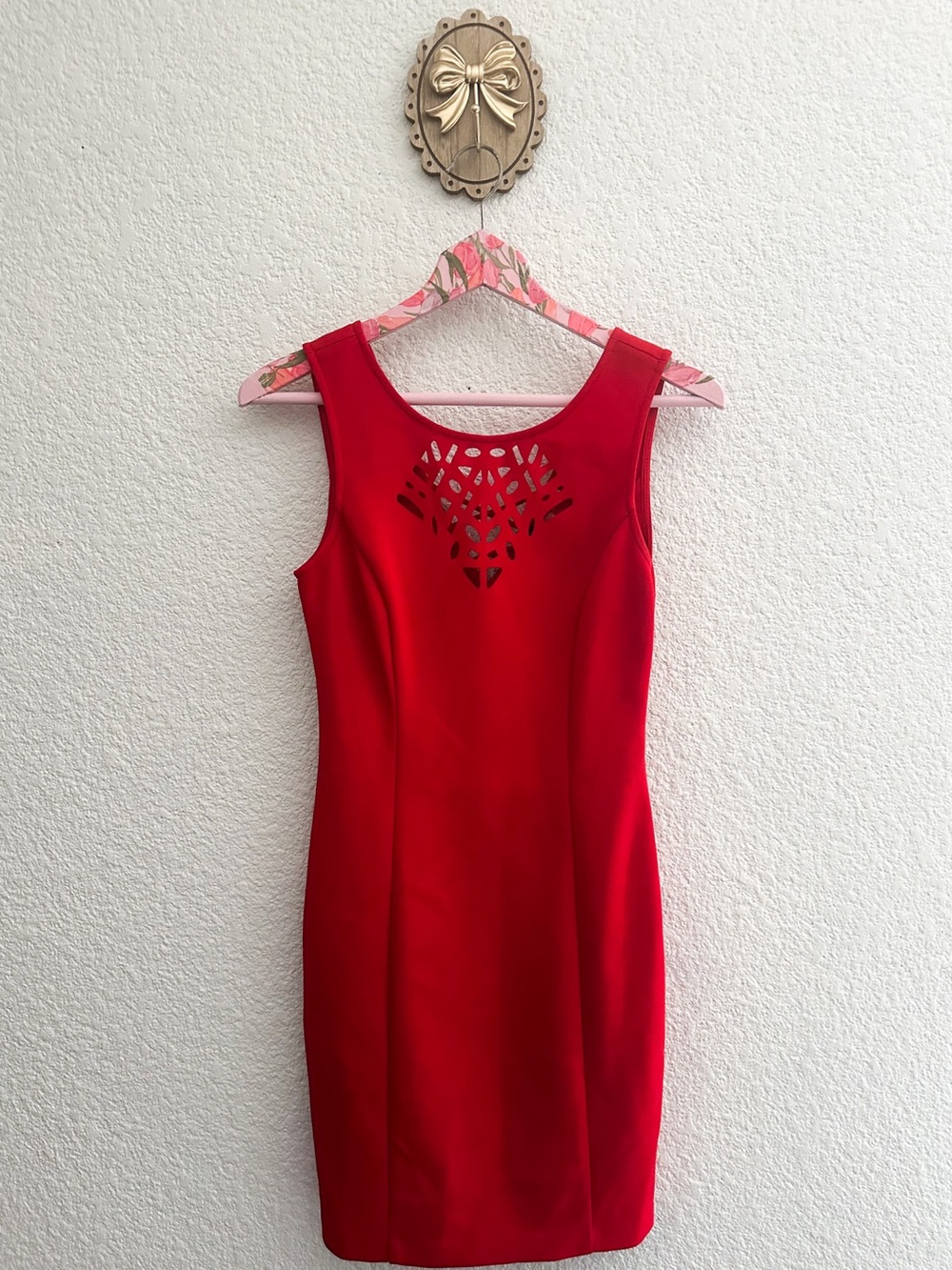 Guess Red Sleeveless Dress with Cutout Detail